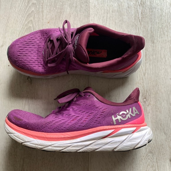 Hoka One One Shoes - Hoka Clifton 8 Womens Running Shoes Purple Pink Athletic Sneakers